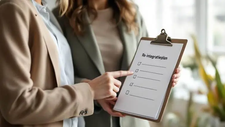 A woman holding a clipboard and pointing at a checklist