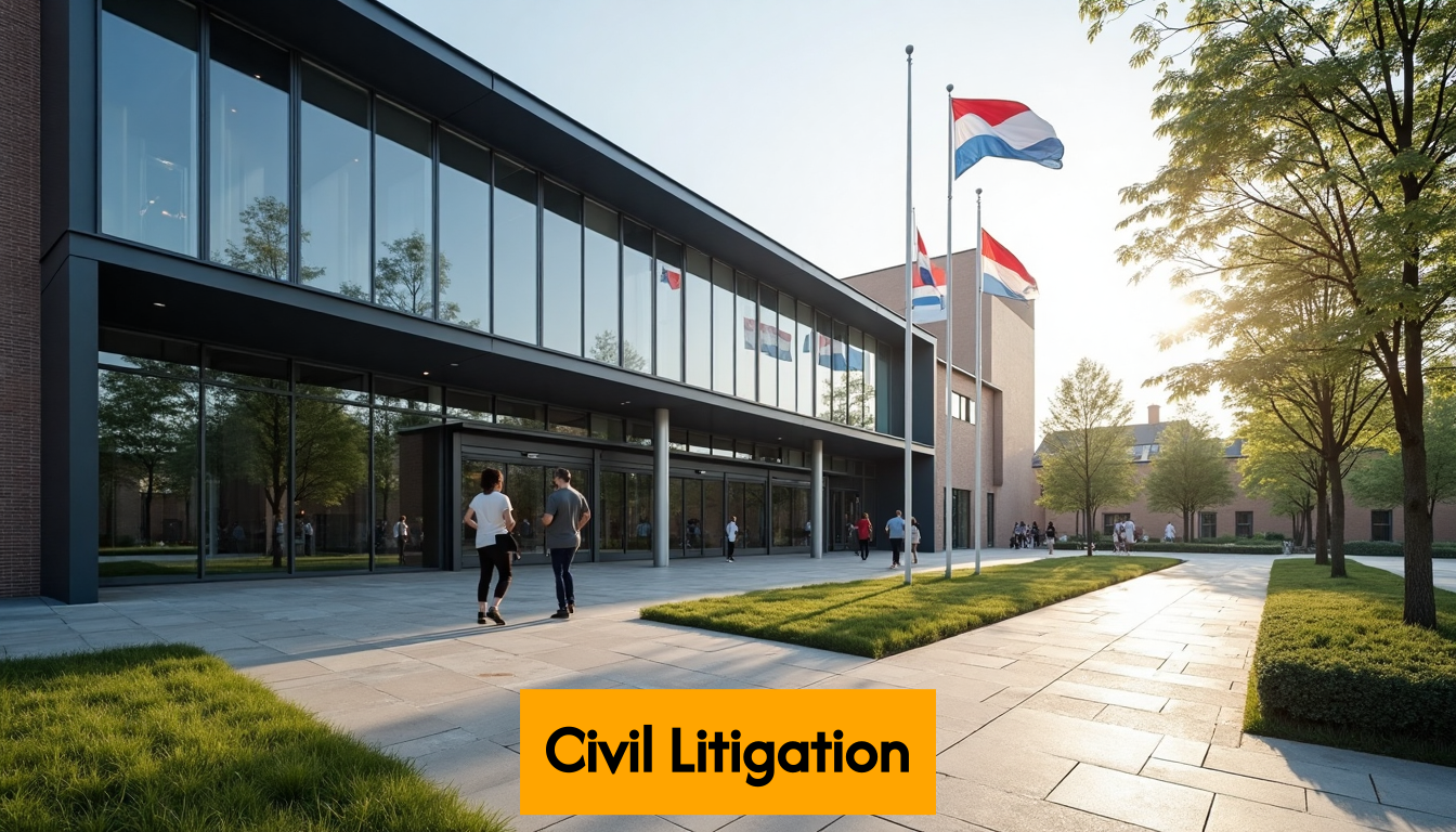 Blog 35 Exterior view of a Dutch courthouse building