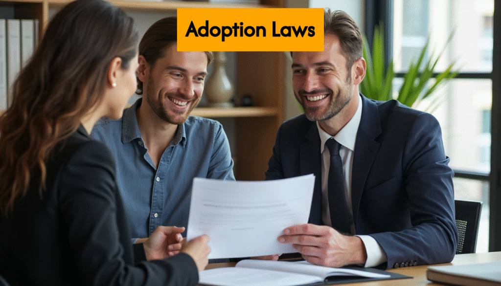 Dutch legal advisor with couple in law office