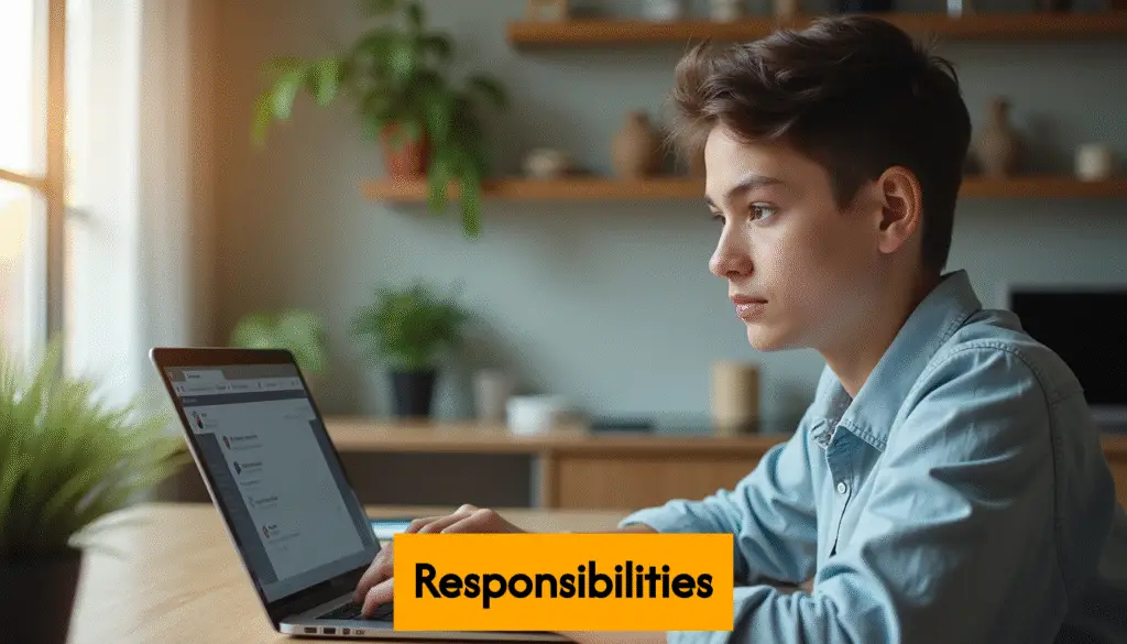 Person som noggrant granskar inlägg på sociala medier hemma