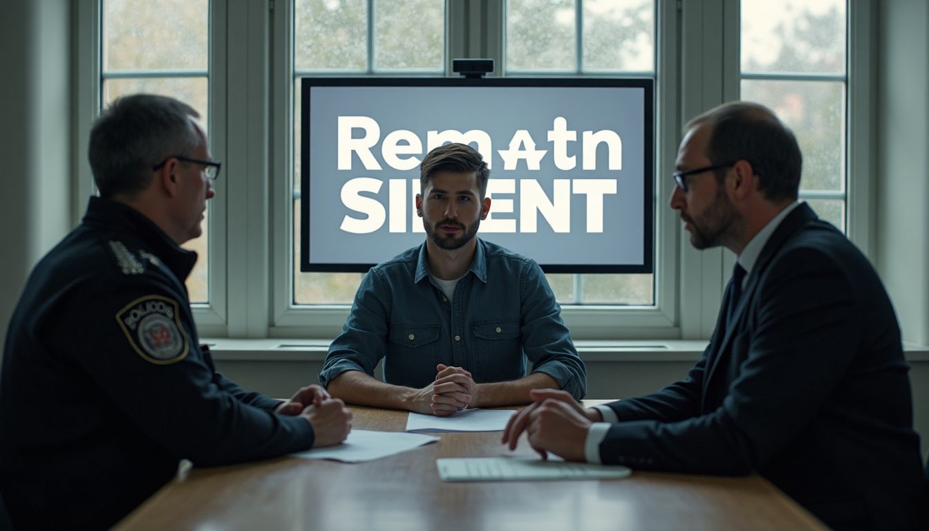 Suspect, officer, and lawyer in Dutch police interrogation room