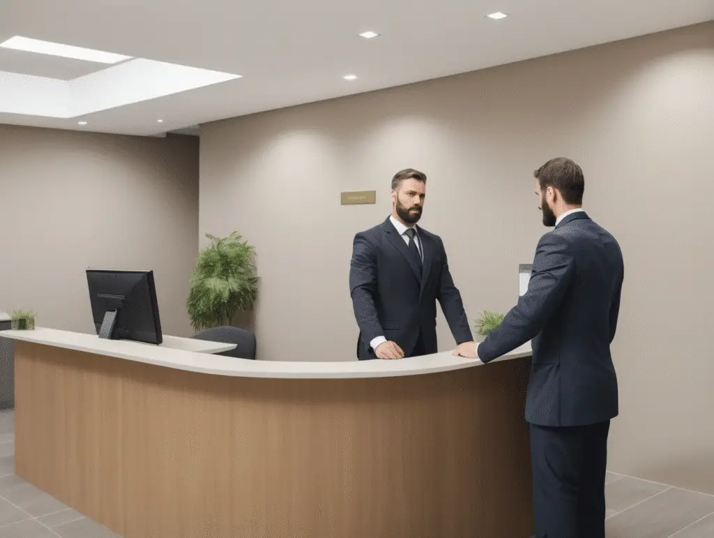 Modern reception area with professional staff.