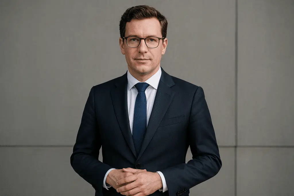 Elegantselt riietatud mees ametlikus riietuses.