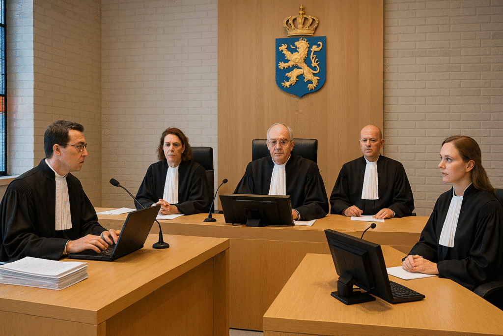 Judges seated in a courtroom setting.
