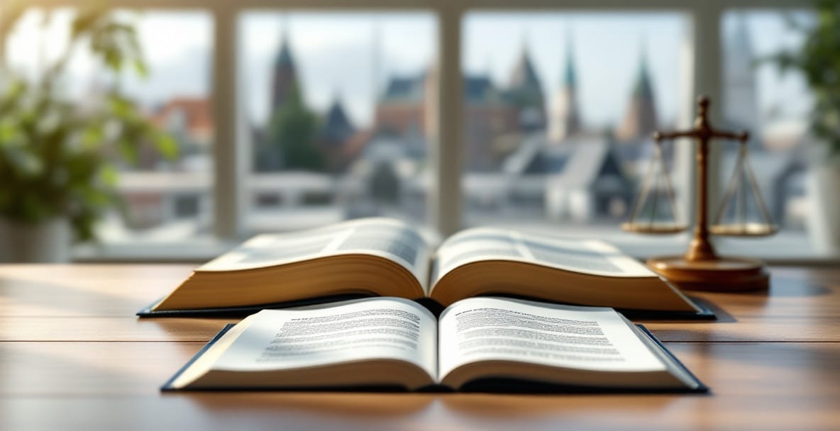 Best Practices for Dutch Real Property Law Specialists 6 Realistic image of Dutch courtroom with law book and Dutch symbols.