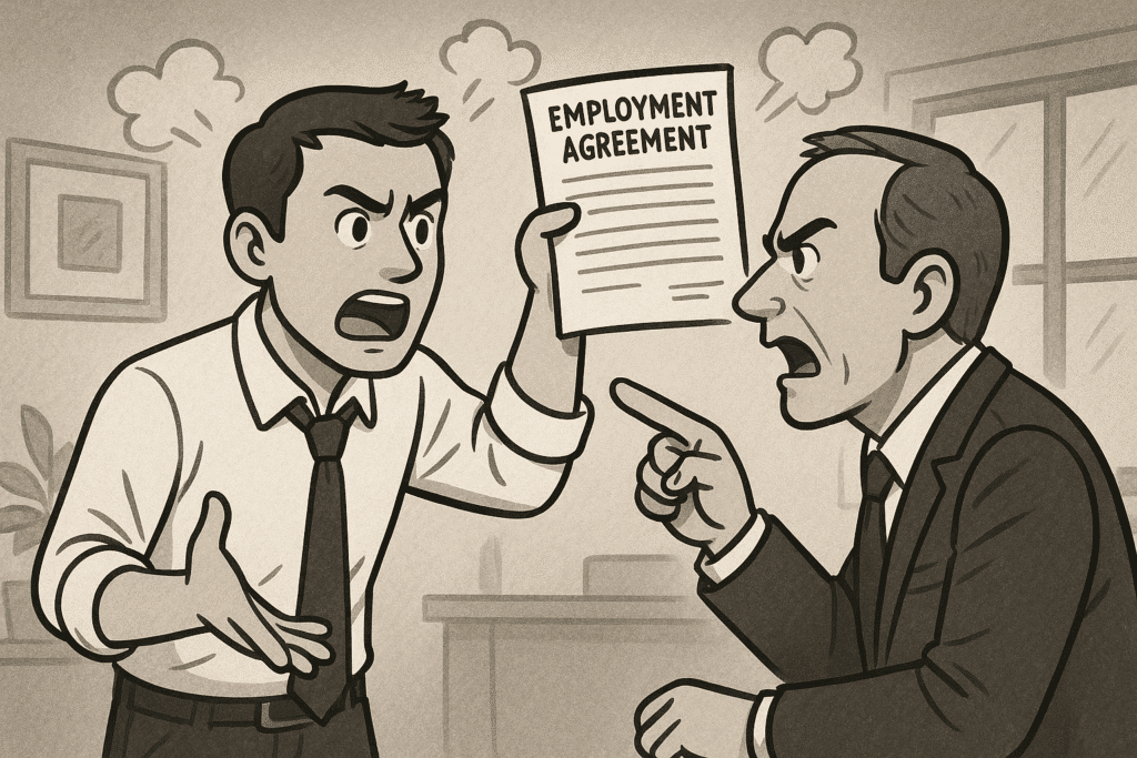 Breach of Employment Contract: Examples, Remedies, Damages 2 Dispute over employment agreement terms.