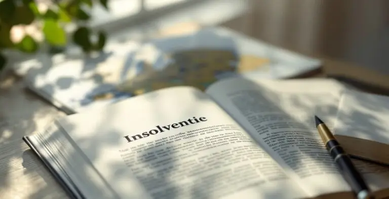 An open book on insolvency law lying on a desk