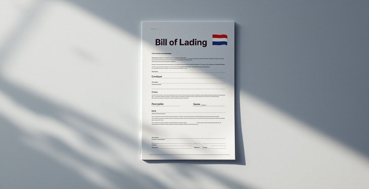 meaning bill of lading 4 Realistic Bill of Lading with Dutch flag, highlighting key sections like Consignor and Consignee.