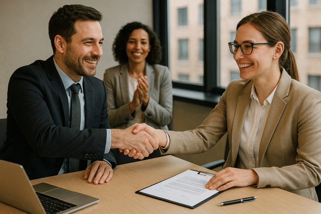 What Is a Settlement Agreement—And What To Look Out For 2 People getting agreement