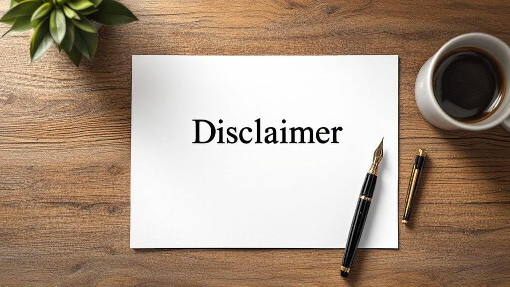 Izjava o omejitvi odgovornosti na leseni mizi