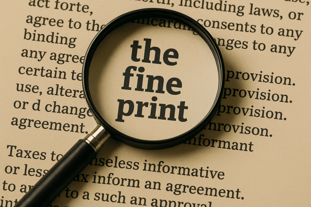 Magnifying glass over fine print