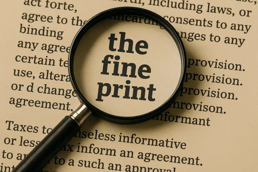 Magnifying glass over fine print