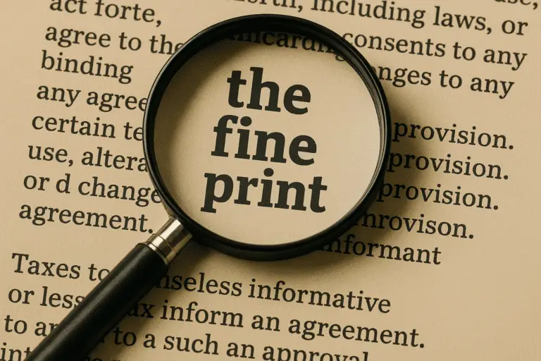Magnifying glass over fine print