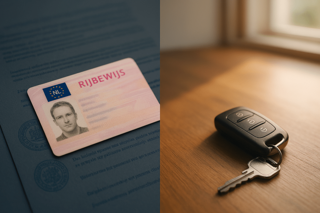 Dutch driving licence and car key