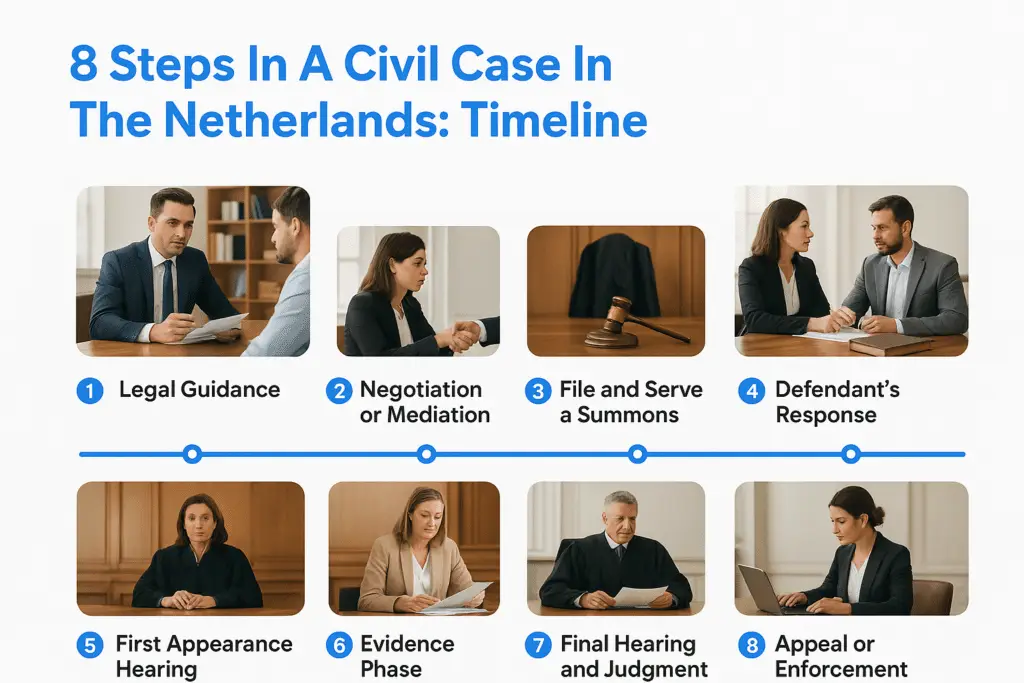 8 Steps In A Civil Case In The Netherlands: Timeline