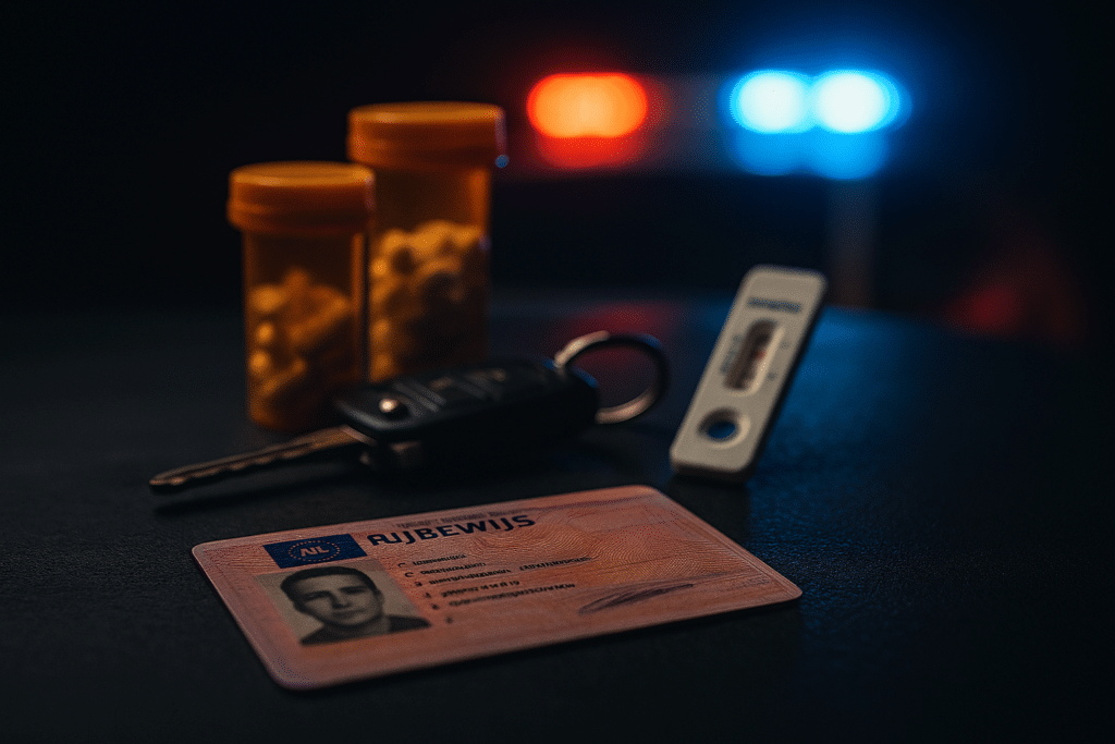 鍵と錠剤が入ったIDカード