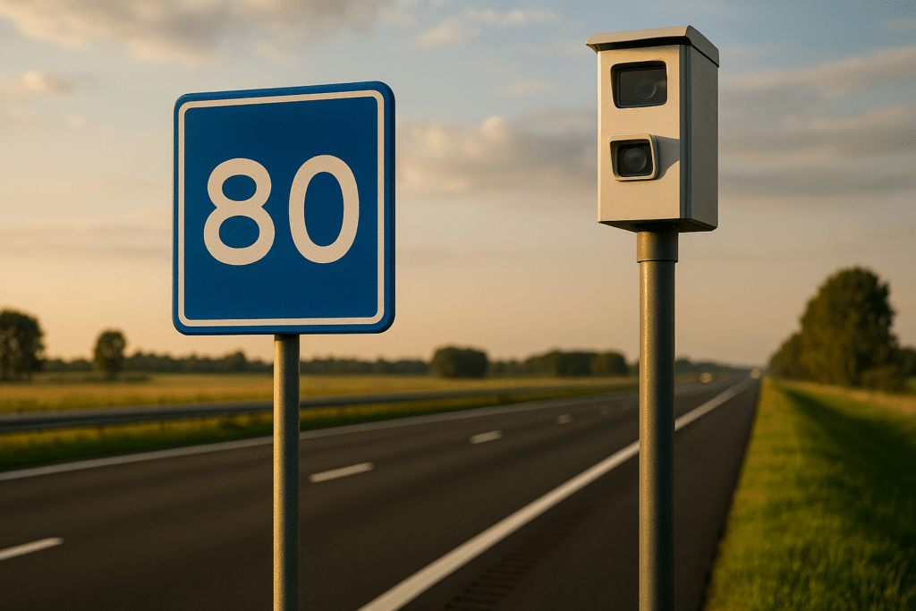 Speeding offence Netherlands – Speed camera and motorway traffic sign