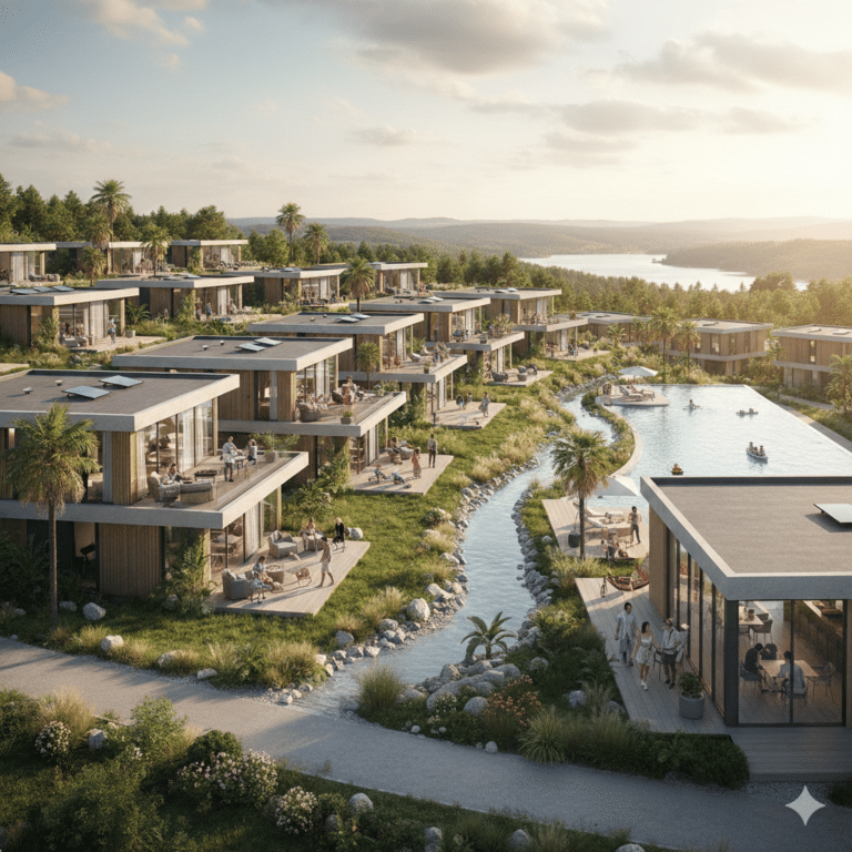 თანამედროვე დასასვენებელი სახლები ჰოლანდიურ დასასვენებელ პარკში