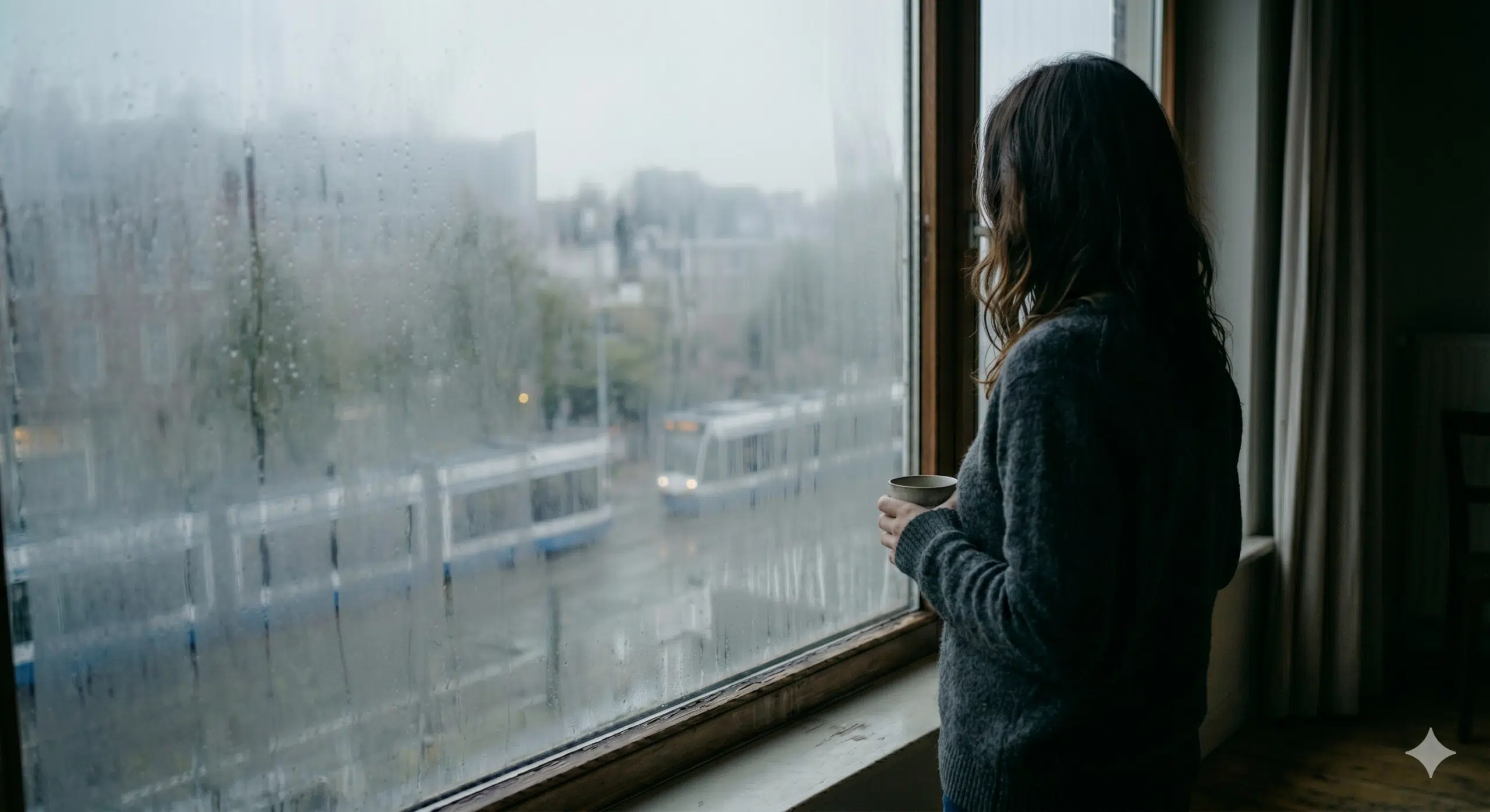 Woman by a window symbolising coercive control within a relationship during a divorce