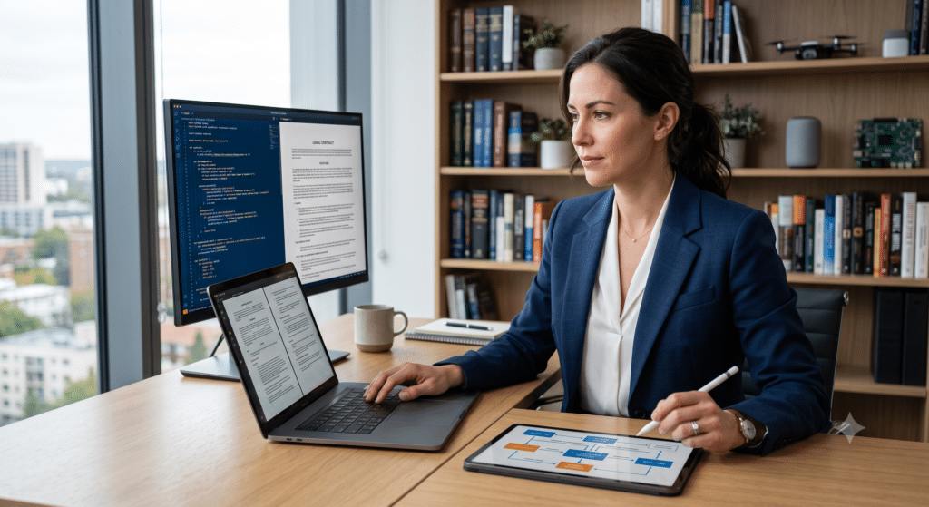 IT lawyer at Law & More working on a laptop