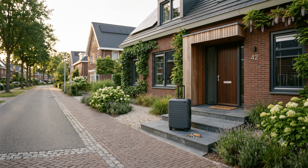 suitcase and house
