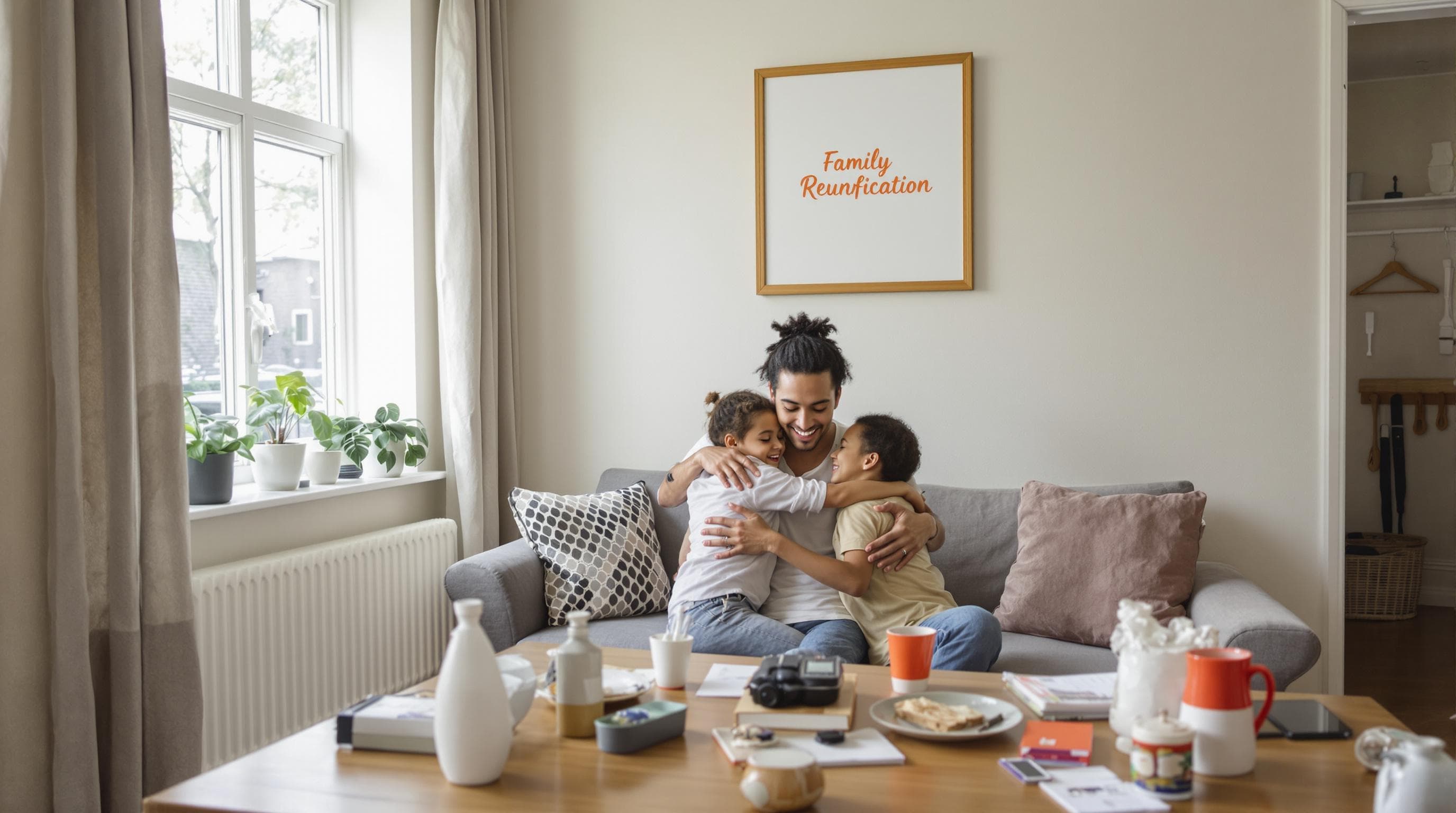 Reunited diverse family at home, 'Family Reunification' wall art