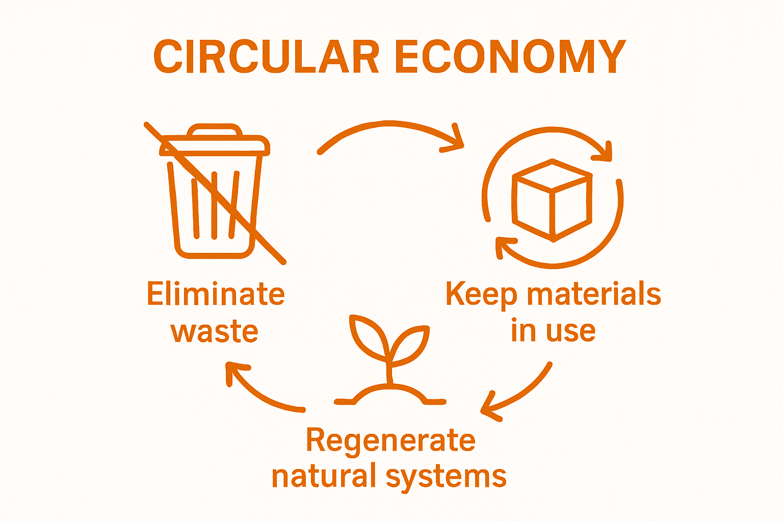Infographic showing three core circular economy principles