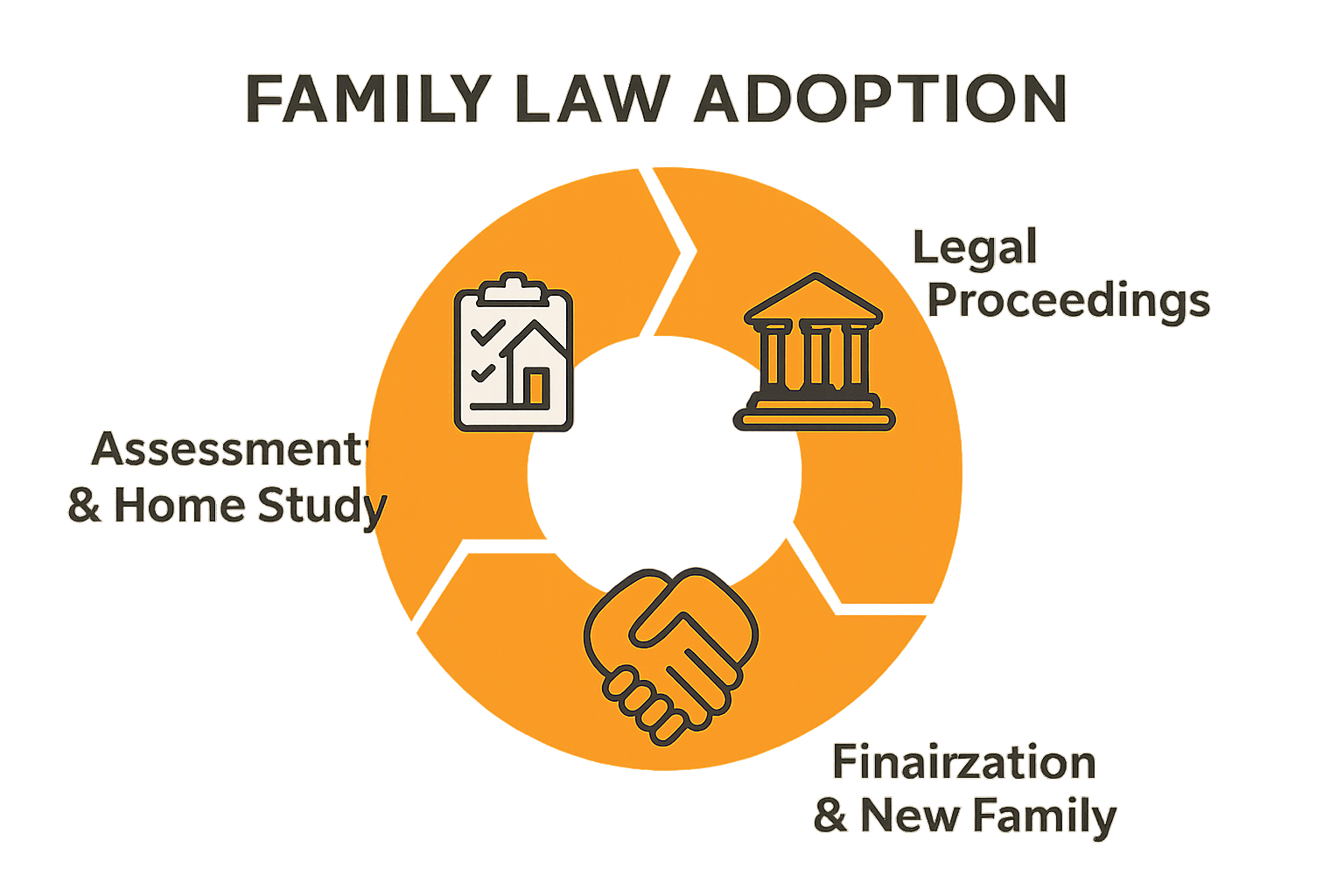Infographic showing 3 key steps in family law adoption process