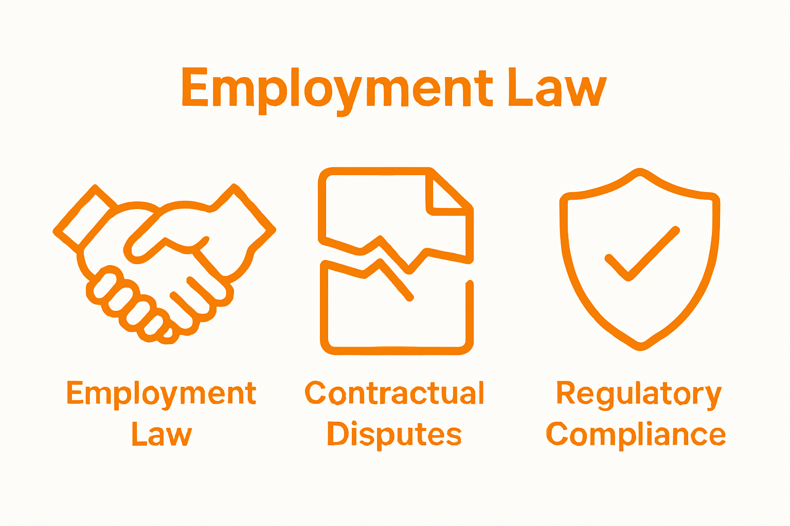 Three icons breakdown of core corporate legal issues