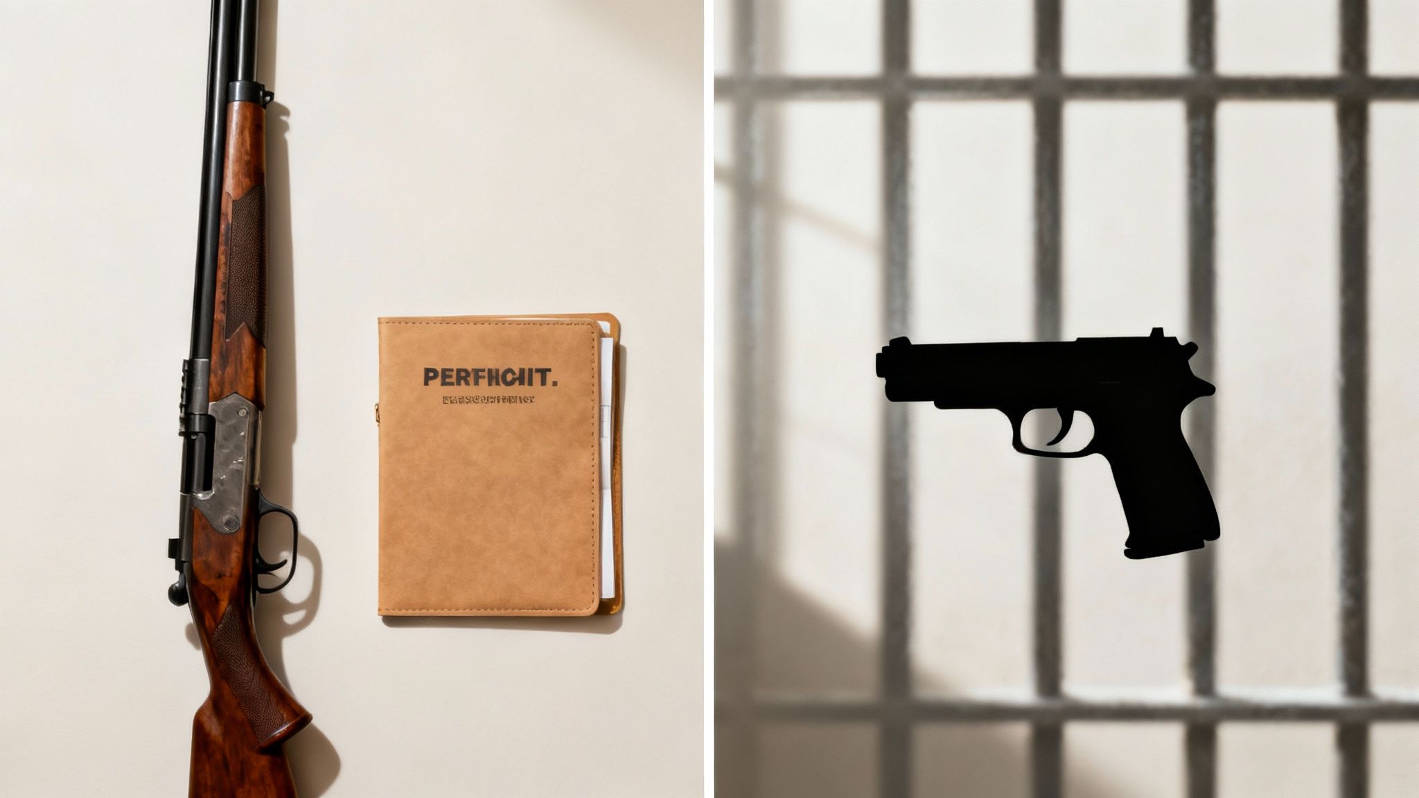 A person holding up a sign with a crossed-out handgun, symbolising strict gun control.