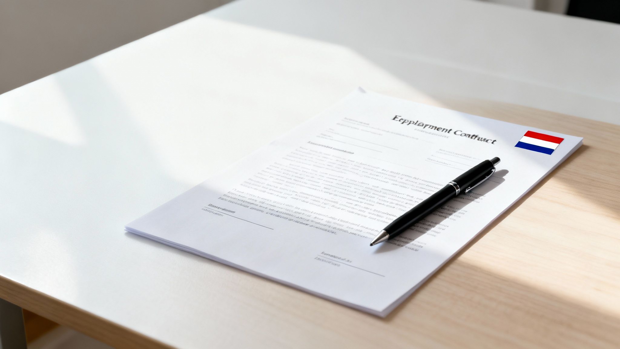 A close-up shot of a person carefully reviewing the clauses of an employment contract.