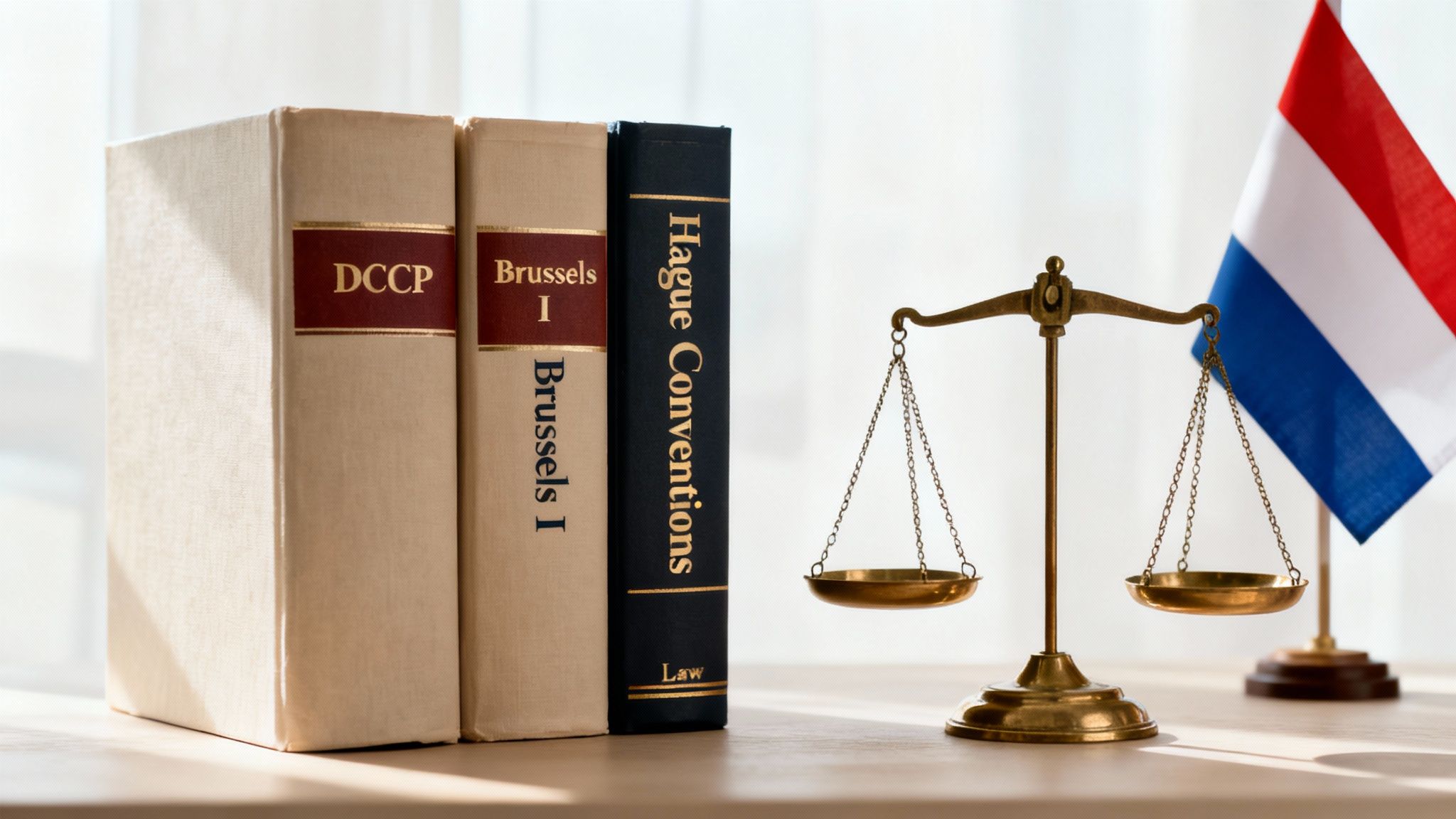 A library of law books lining the walls of a Dutch legal office.