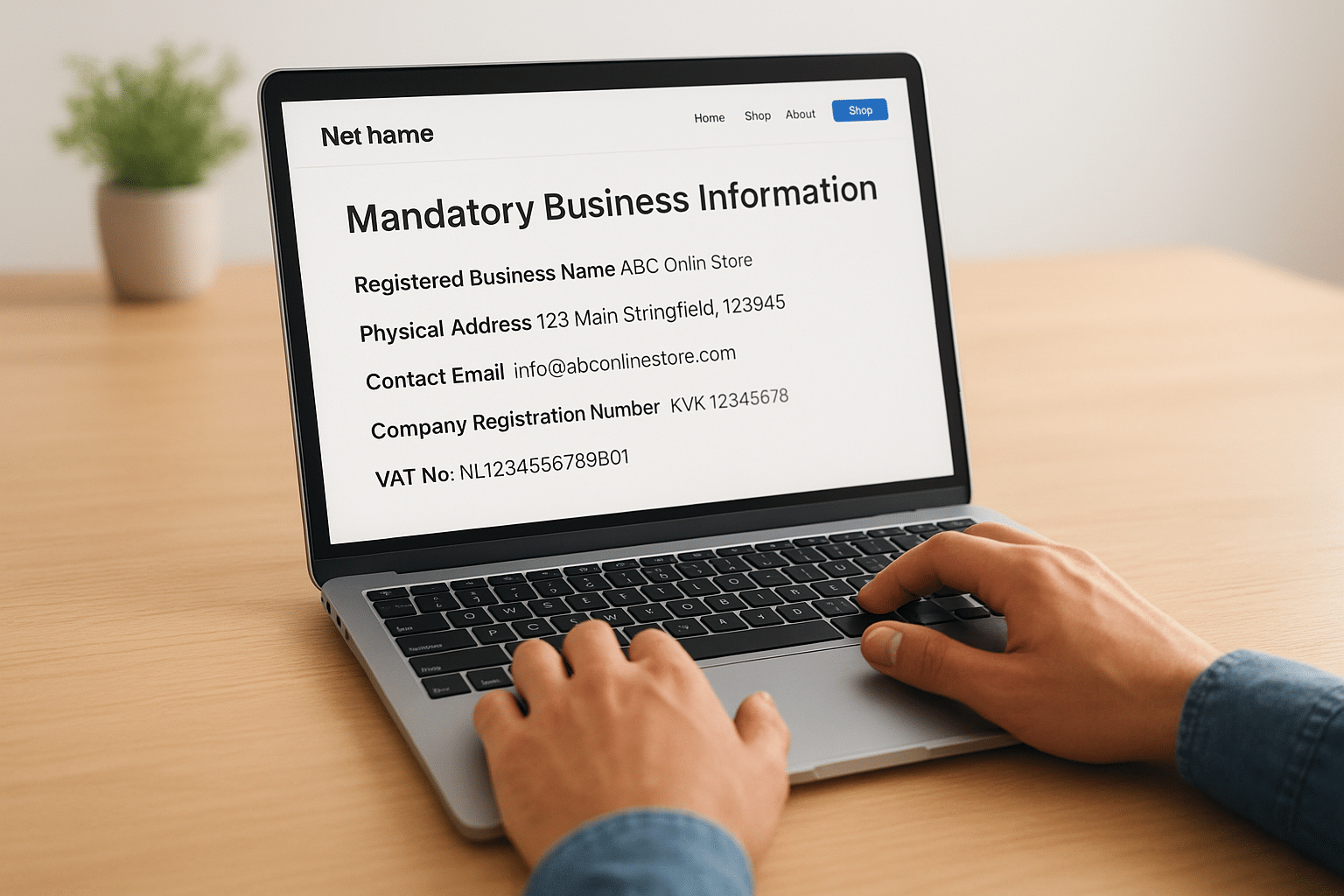 Display mandatory business information clearly