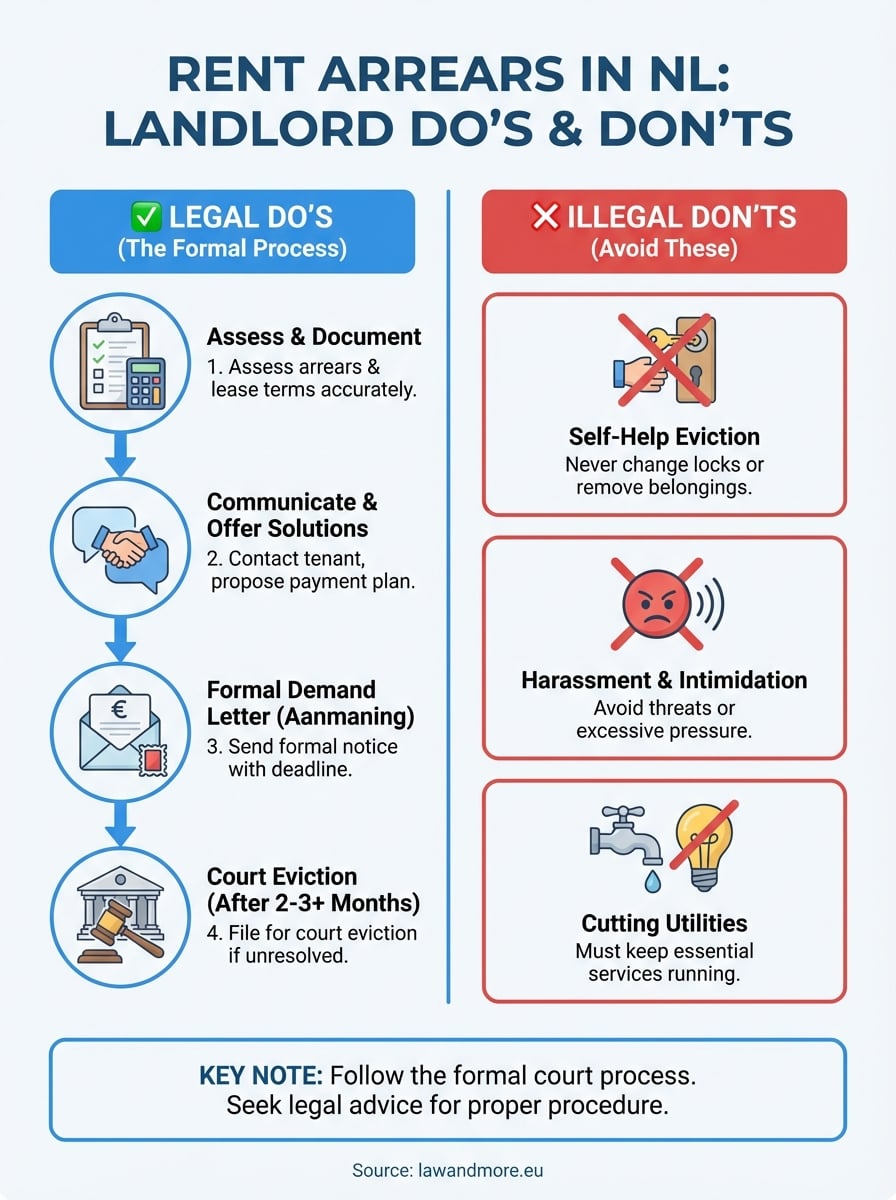 rent arrears: what landlords can and cannot do infographic