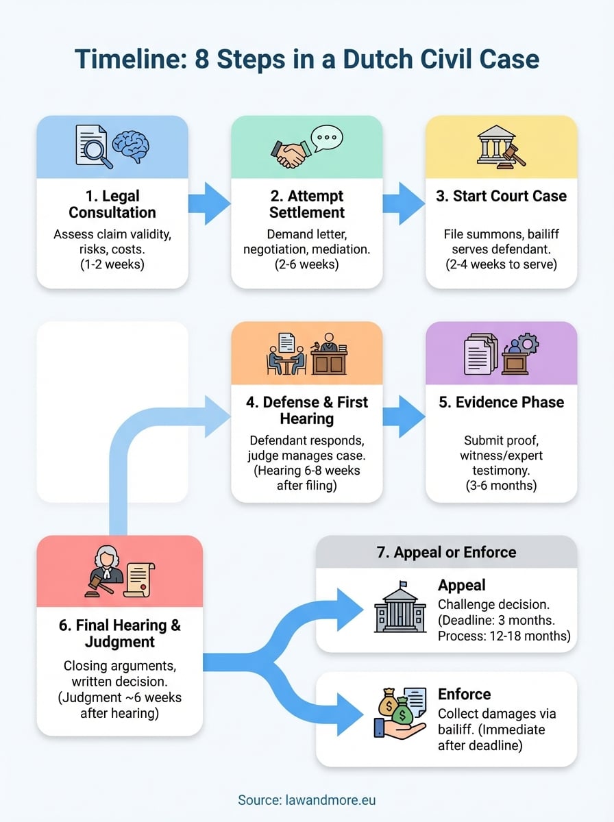 steps in a civil case infographic