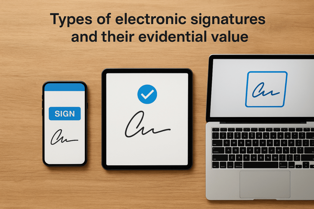 Types of electronic signatures and their evidential value