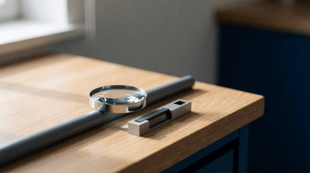 Magnifying glass on an electric cable and a measuring instrument