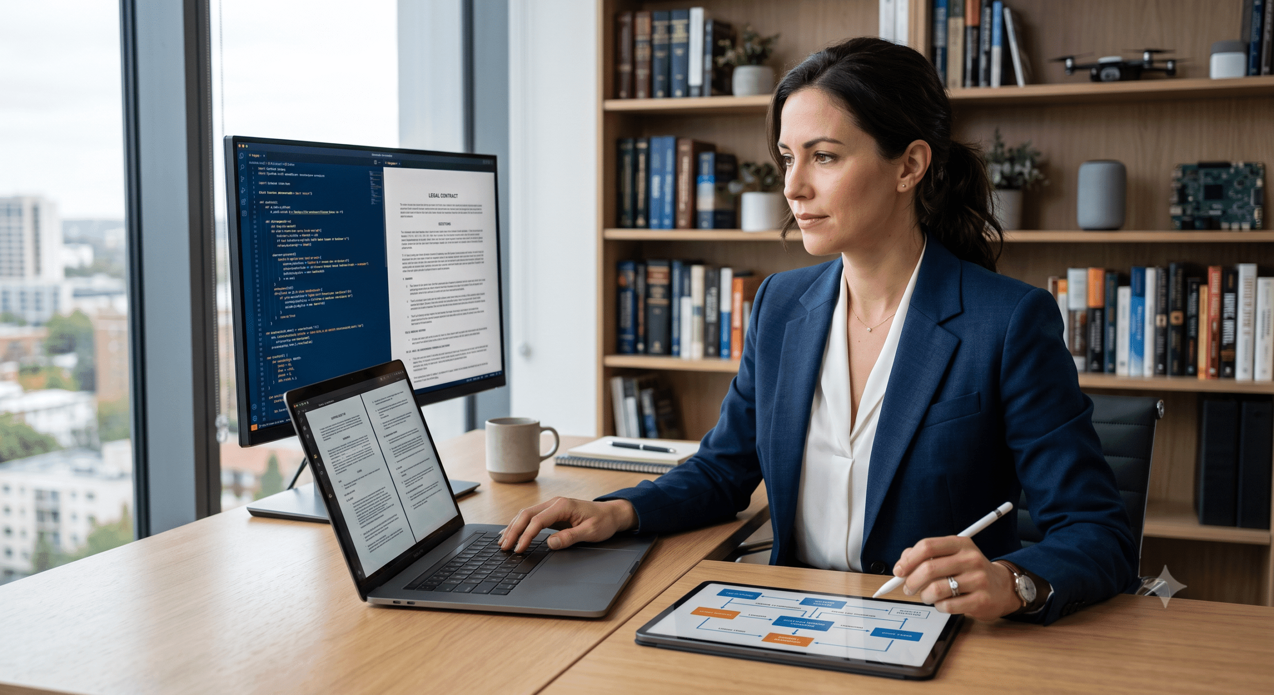 IT lawyer at Law & More working on a laptop