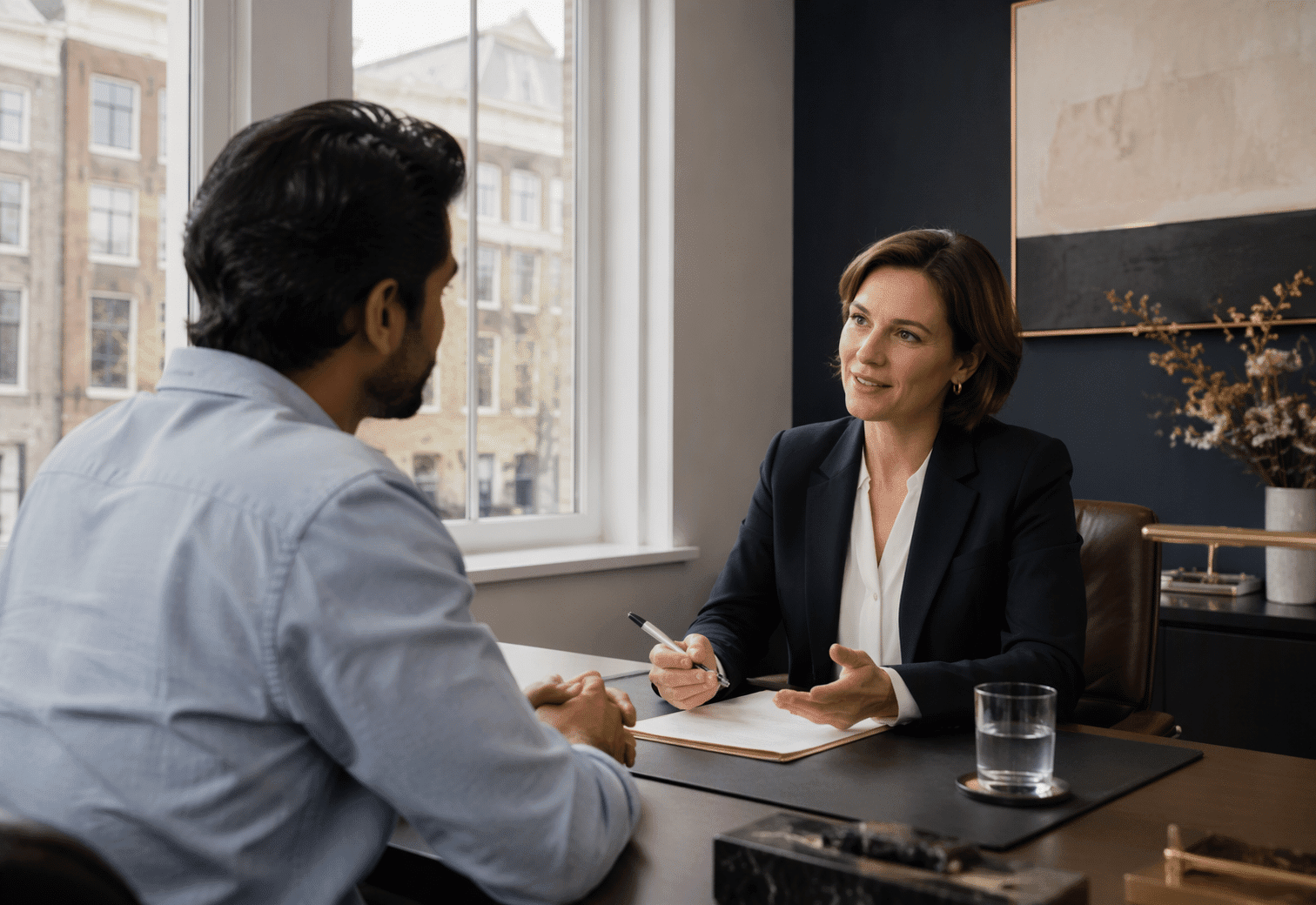 International client discussing Dutch legal problems expats face with a lawyer at Law & More