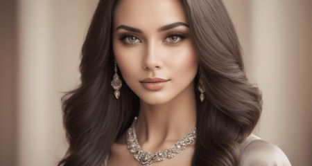 Elegant woman in luxurious attire.