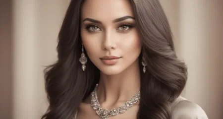 Elegant woman in luxurious attire.