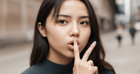 Woman making the silent gesture