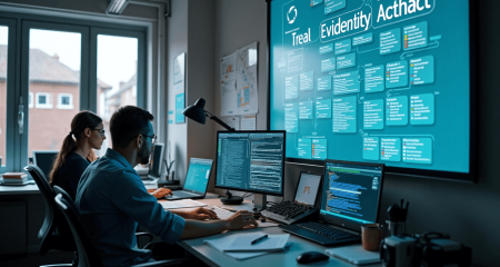 Dutch cybercrime investigators reviewing digital evidence in office