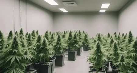 Indoor cannabis cultivation with lush plants