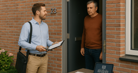 есік алдындағы сатушы