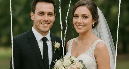Wedding couple torn apart image
