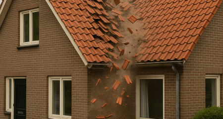 Roof tiles collapsing onto the ground