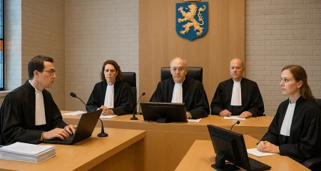 Judges seated in a courtroom setting.