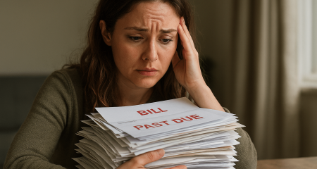 Ženska z zapadlimi računi