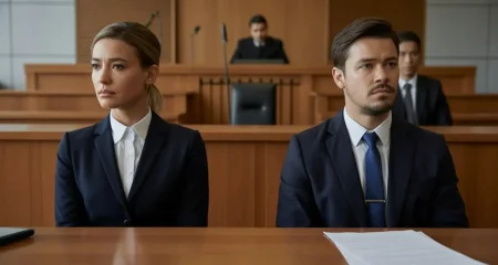 man and woman in court